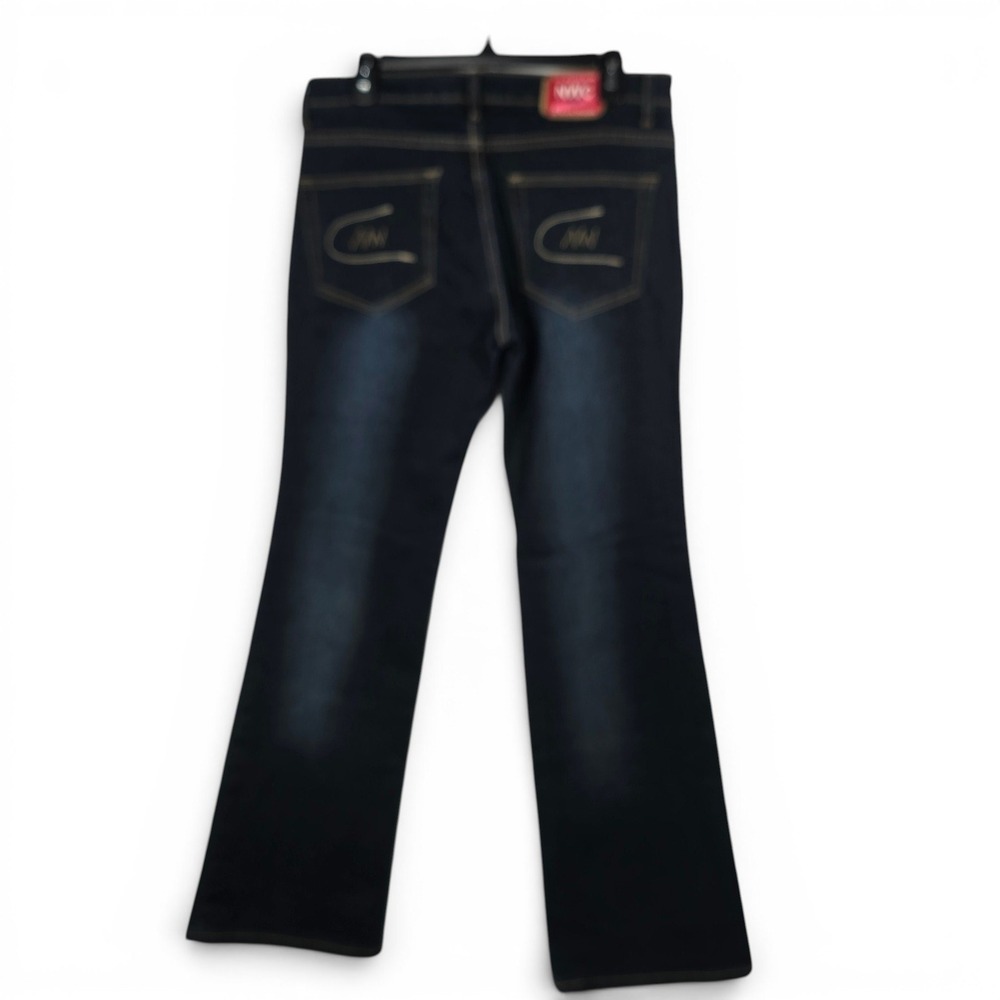 NWC‎ The Needlework by Sonny Chugani Jeans Women 34 Dark Blue Flare Leg Beaded - Picture 2 of 16